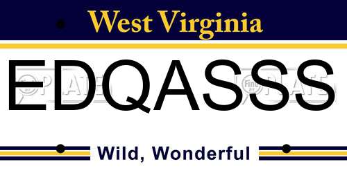 EDQASSS West Virginia License Plate