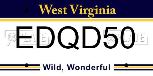 EDQD50 West Virginia License Plate