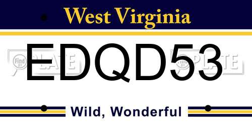 EDQD53 West Virginia License Plate
