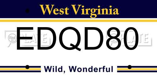 EDQD80 West Virginia License Plate