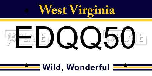 EDQQ50 West Virginia License Plate
