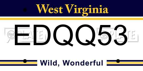 EDQQ53 West Virginia License Plate