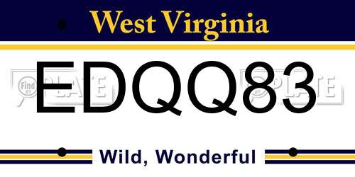 EDQQ83 West Virginia License Plate