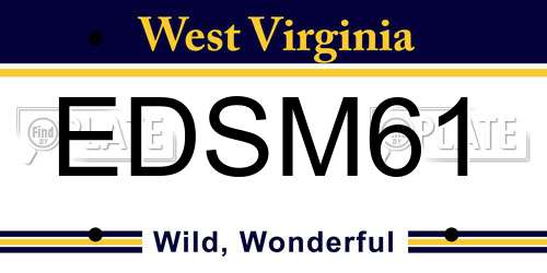 EDSM61 West Virginia License Plate
