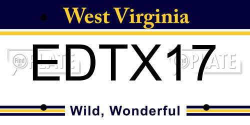 EDTX17 West Virginia License Plate