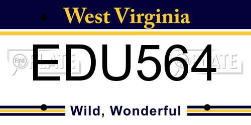 EDU564 West Virginia License Plate