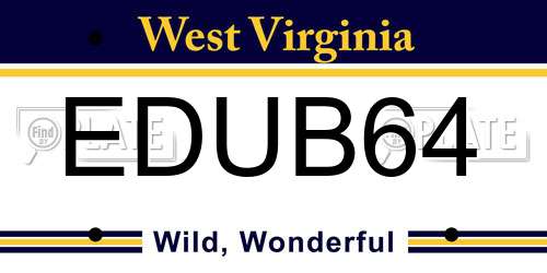 EDUB64 West Virginia License Plate