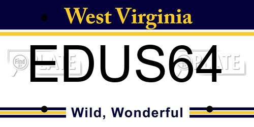 EDUS64 West Virginia License Plate