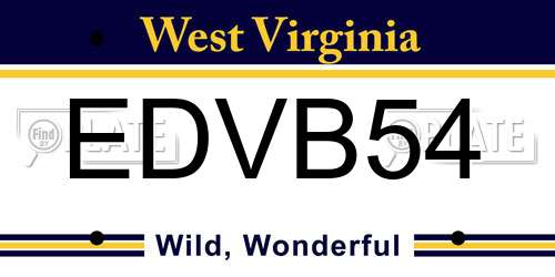 EDVB54 West Virginia License Plate