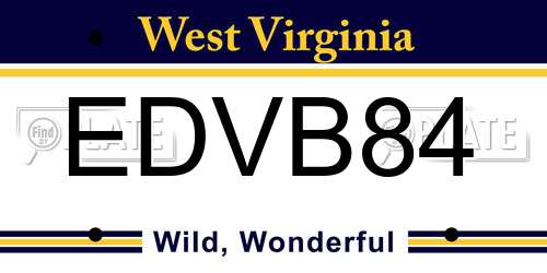 EDVB84 West Virginia License Plate