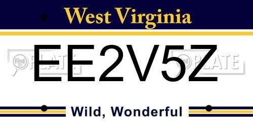 EE2V5Z West Virginia License Plate