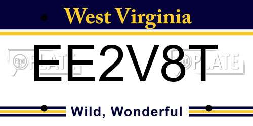 EE2V8T West Virginia License Plate