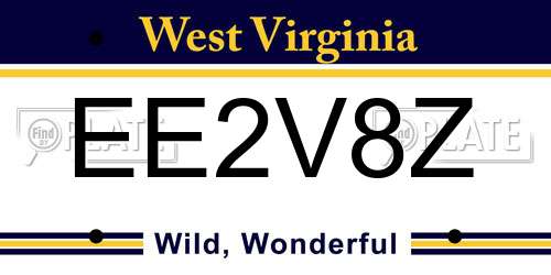 EE2V8Z West Virginia License Plate