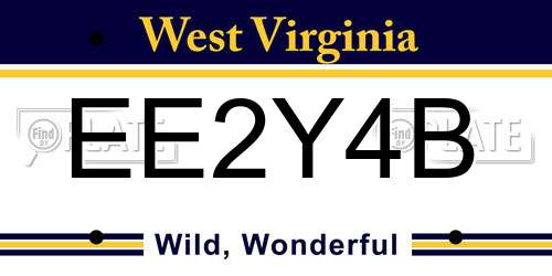 EE2Y4B West Virginia License Plate