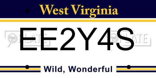 EE2Y4S West Virginia License Plate