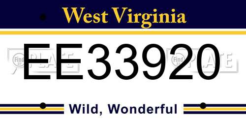 EE33920 West Virginia License Plate