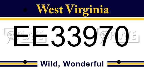 EE33970 West Virginia License Plate