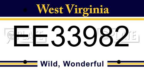 EE33982 West Virginia License Plate