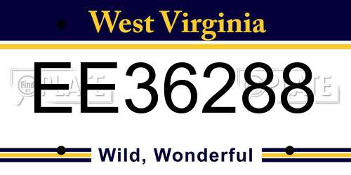 EE36288 West Virginia License Plate