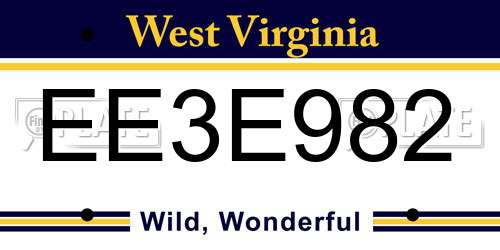 EE3E982 West Virginia License Plate