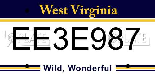 EE3E987 West Virginia License Plate