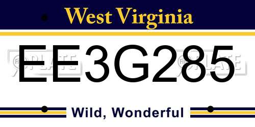 EE3G285 West Virginia License Plate