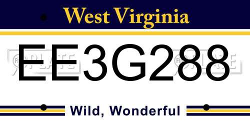 EE3G288 West Virginia License Plate