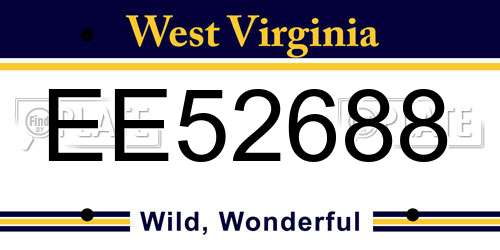 EE52688 West Virginia License Plate