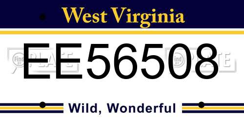 EE56508 West Virginia License Plate