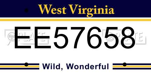 EE57658 West Virginia License Plate
