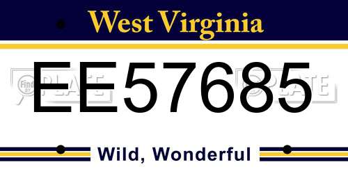EE57685 West Virginia License Plate