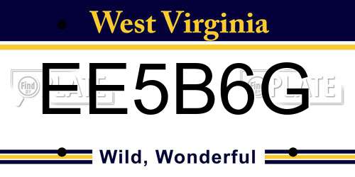EE5B6G West Virginia License Plate