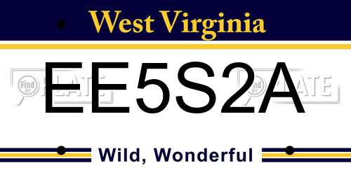 EE5S2A West Virginia License Plate