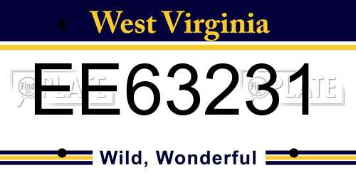 EE63231 West Virginia License Plate
