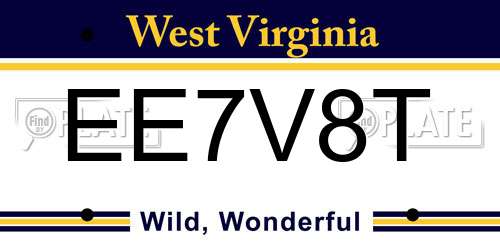 EE7V8T West Virginia License Plate