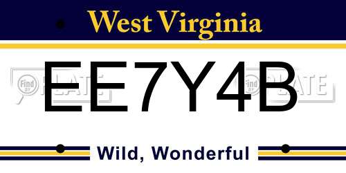 EE7Y4B West Virginia License Plate