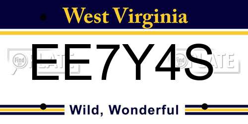 EE7Y4S West Virginia License Plate
