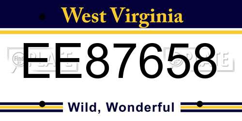 EE87658 West Virginia License Plate