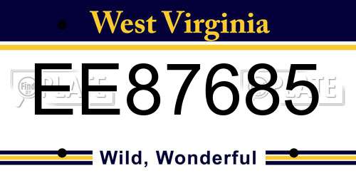 EE87685 West Virginia License Plate