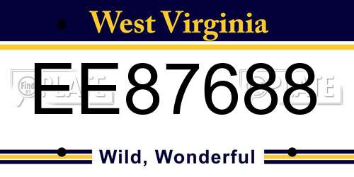 EE87688 West Virginia License Plate