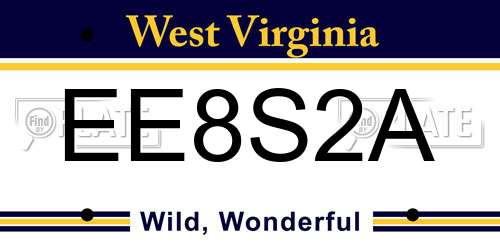 EE8S2A West Virginia License Plate