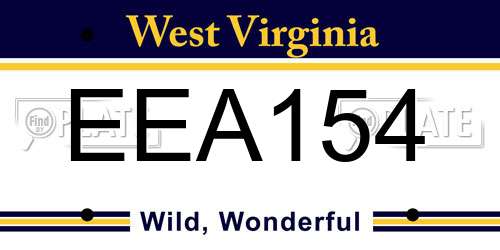 EEA154 West Virginia License Plate