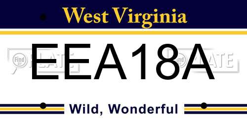 EEA18A West Virginia License Plate