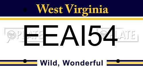 EEAI54 West Virginia License Plate