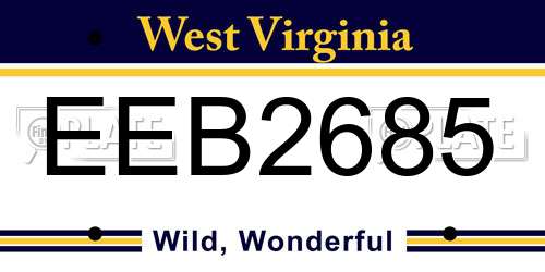 EEB2685 West Virginia License Plate