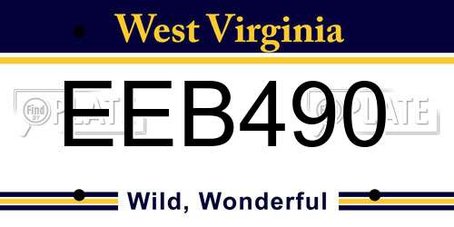 EEB490 West Virginia License Plate