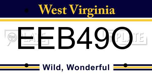 EEB49O West Virginia License Plate