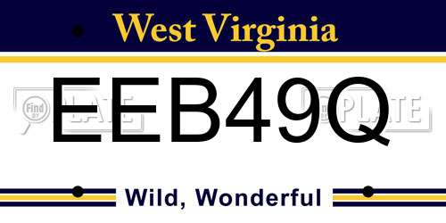 EEB49Q West Virginia License Plate