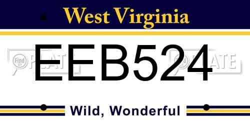 EEB524 West Virginia License Plate