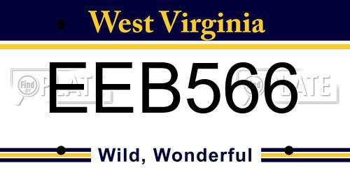EEB566 West Virginia License Plate